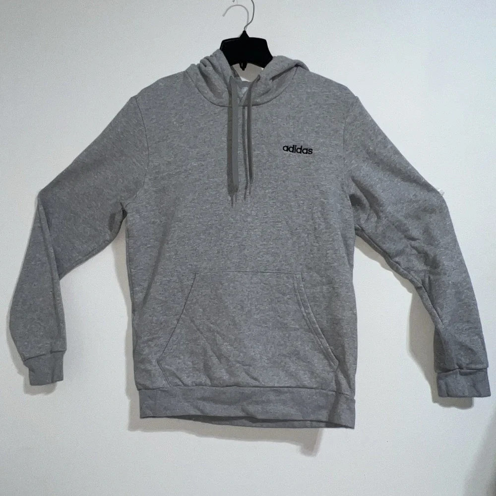 Adidas Essentials Fleece Pullover Grey Heather Men's Hoodie (FL0310) Size Medium